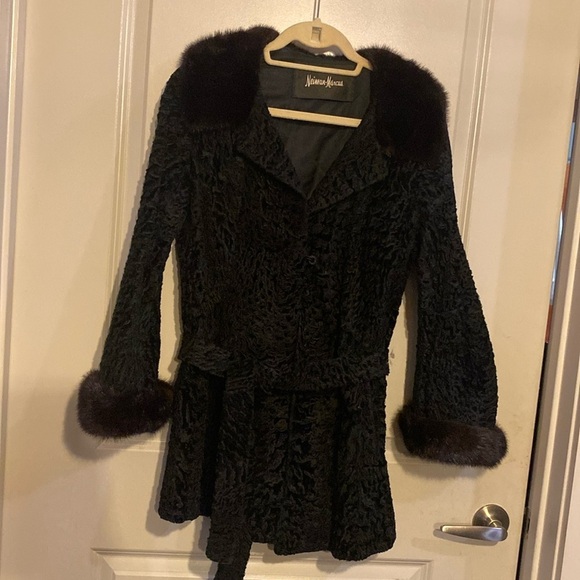 Neiman Marcus Jackets & Blazers - Vintage Persian lamb wool coat with mink collar & cuffs S/M
